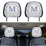 Toile De Jouy Initial Name Letter - Personalized Car Headrest Covers