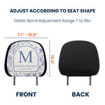 Toile De Jouy Initial Name Letter - Personalized Car Headrest Covers