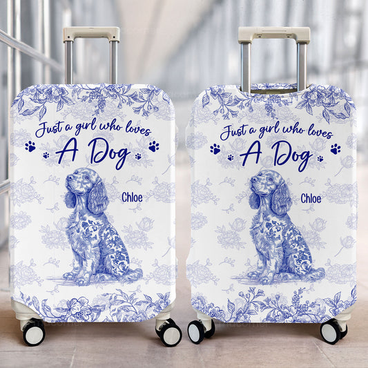 Toile De Jouy Just A Girl Who Loves Dogs Custom Breeds - Personalized Luggage Cover