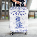 Toile De Jouy Just A Girl Who Loves Dogs Custom Breeds - Personalized Luggage Cover
