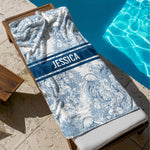 Toile De Jouy Ocean Art - Personalized Quick-Dry Beach Towel
