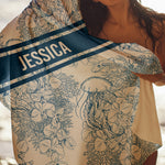 Toile De Jouy Ocean Art - Personalized Quick-Dry Beach Towel