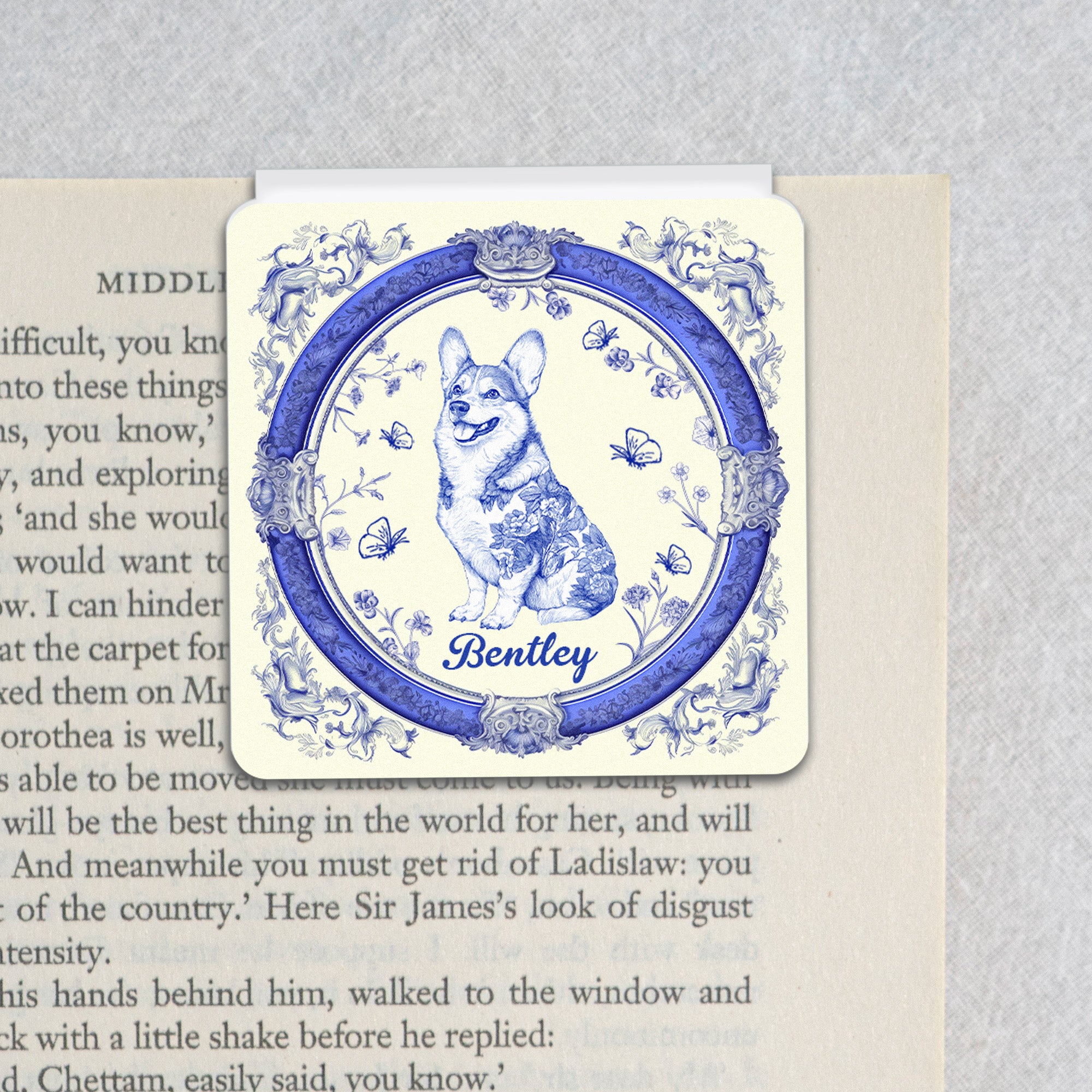 Toile De Jouy Pet Lovers Vintage Style - Personalized Magnetic Bookmark