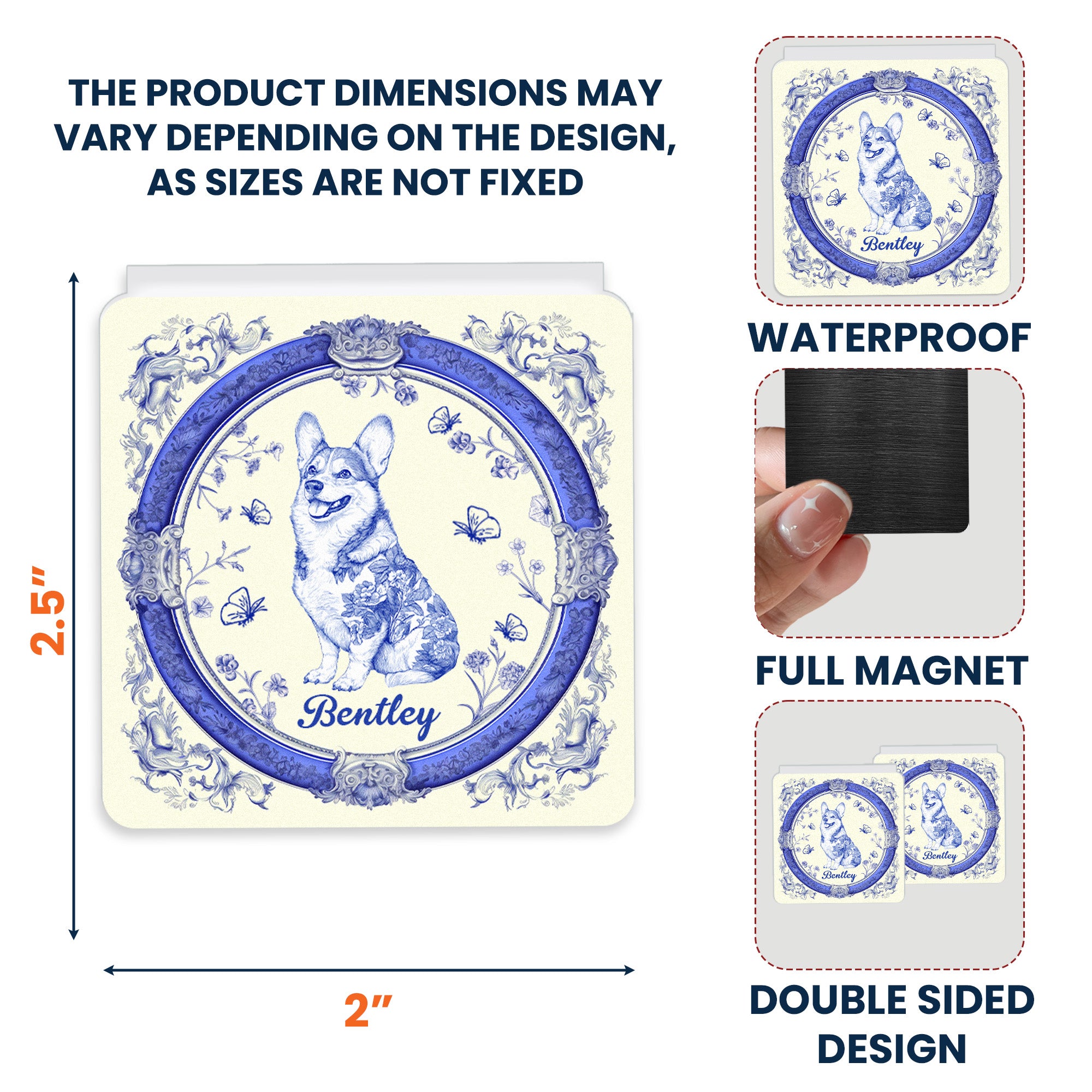 Toile De Jouy Pet Lovers Vintage Style - Personalized Magnetic Bookmark