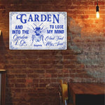 Toile De Jouy Style And Into The Garden I Go - Personalized Metal Sign