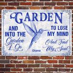 Toile De Jouy Style And Into The Garden I Go - Personalized Metal Sign
