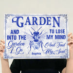 Toile De Jouy Style And Into The Garden I Go - Personalized Metal Sign