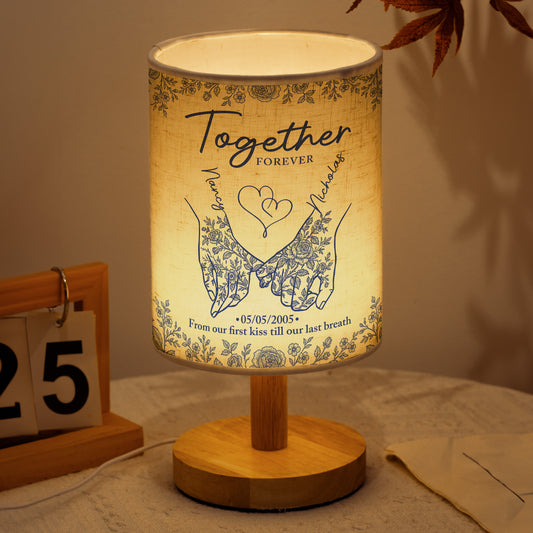 Toile De Jouy Together Forever From Our First Kiss Till Our Last Breath - Personalized Fabric Lamp