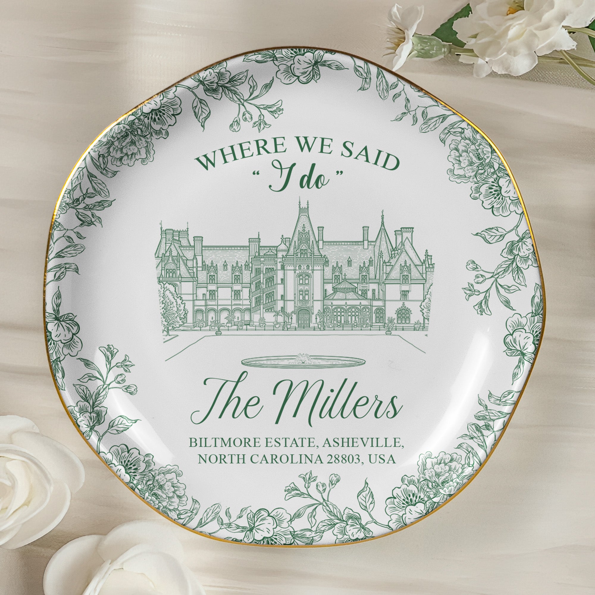 Toile-De-Jouy-Custom-Photo-Wedding-Venue-Illustration-Drawing-Gifts-For-Bride,-Her-Personalized-Jewelry-Dish-3