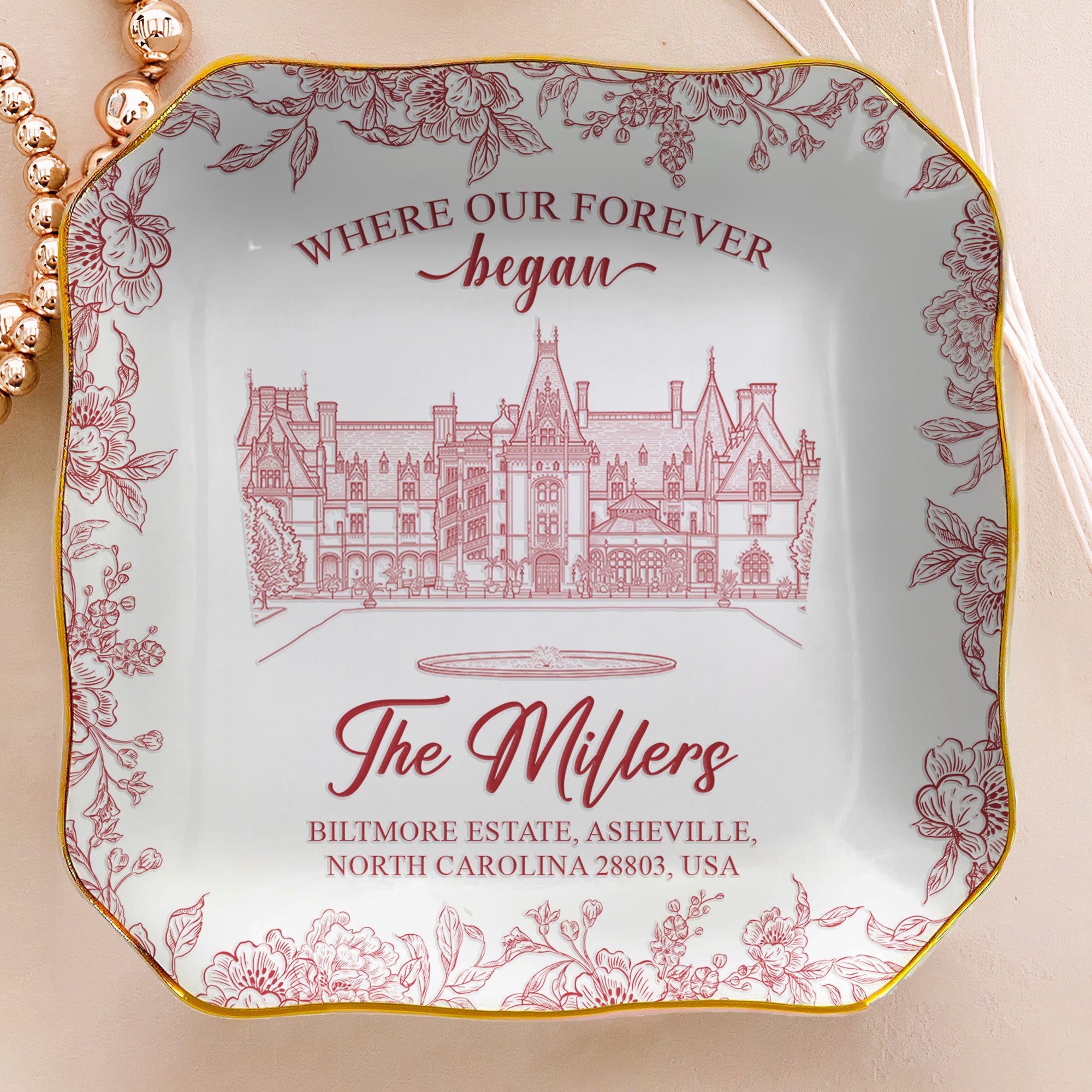 Toile-De-Jouy-Custom-Photo-Wedding-Venue-Illustration-Drawing-Gifts-For-Bride,-Her-Personalized-Jewelry-Dish-4