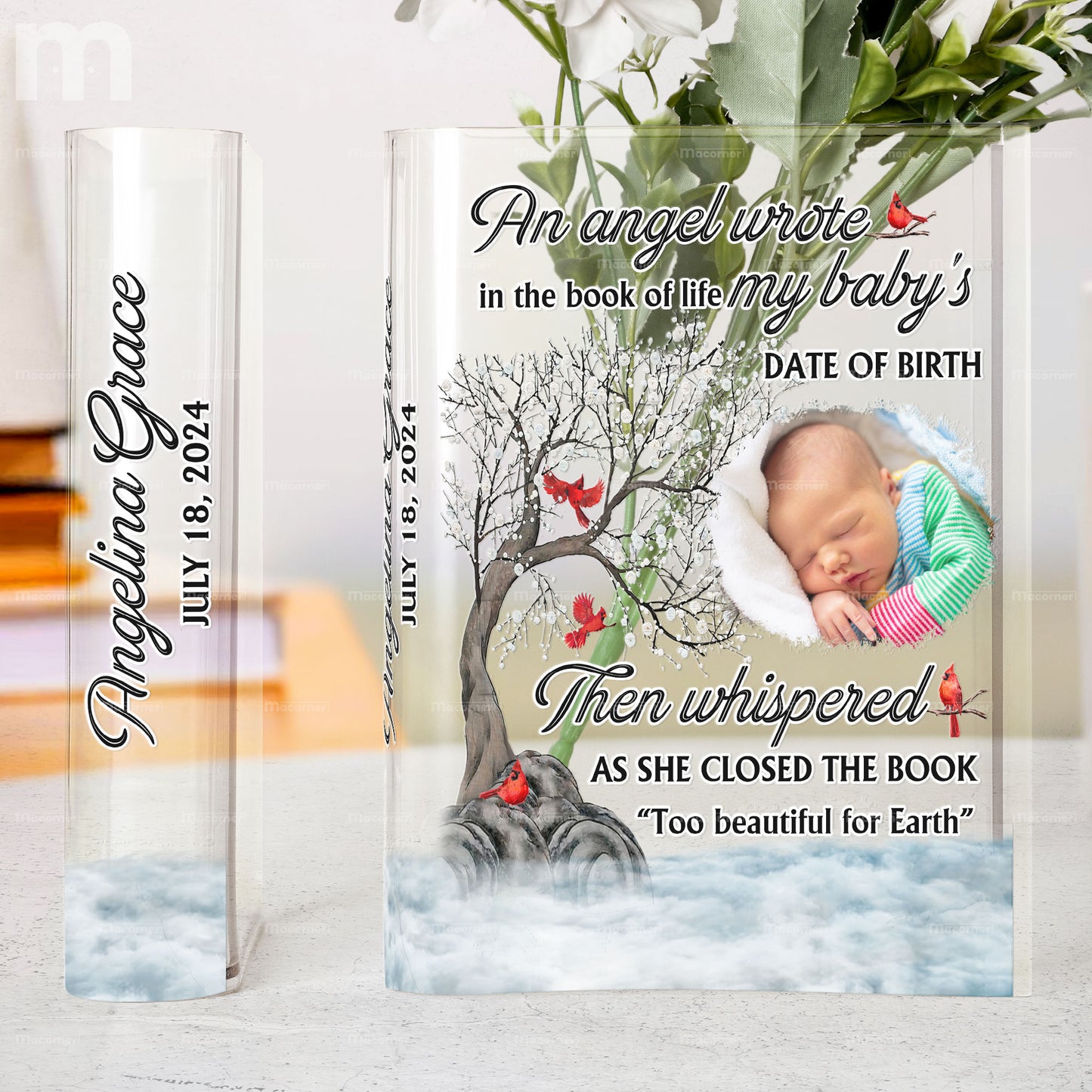 Too Beautiful For Earth - Personalized Photo Acrylic Book Vase