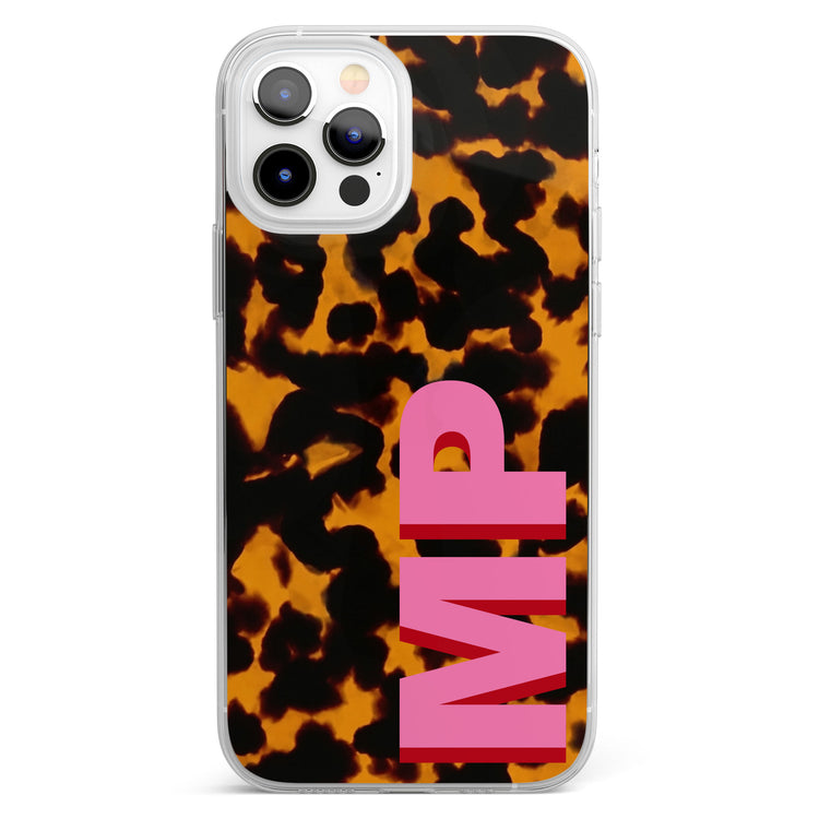 Tortoise-Pattern-Monogram-Shadow-Initials-Personalized-Phone-Case-3