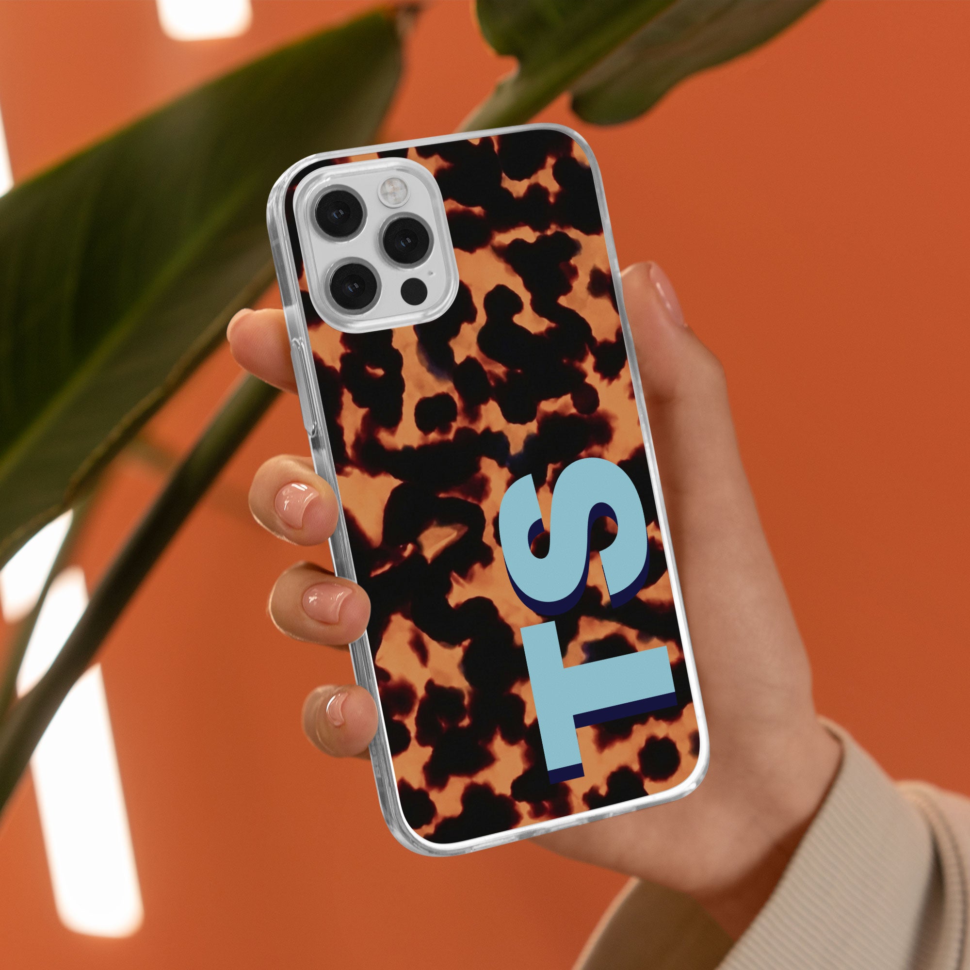 Tortoise-Pattern-Monogram-Shadow-Initials-Personalized-Phone-Case-6