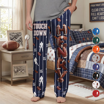 Touch Down American Football Pants Custom Name For Boy, Girl, Family - Personalized Lounge Pants