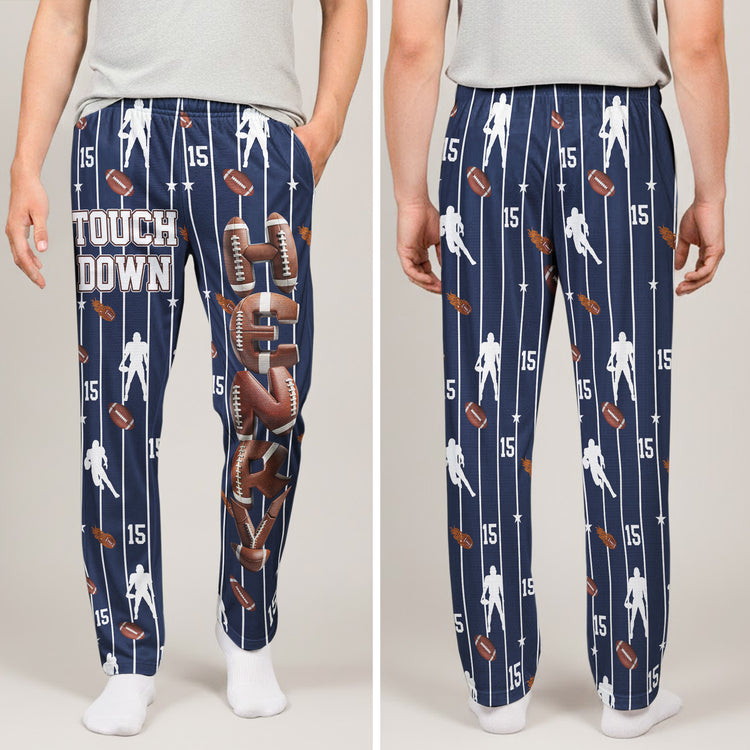 Touch-Down-American-Football-Pants-Custom-Name-For-Boy,-Girl,-Family-Personalized-Lounge-Pants-2