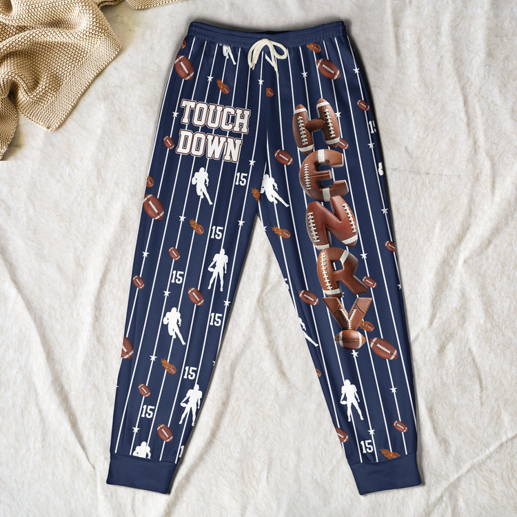 Touch-Down-American-Football-Pants-Custom-Name-For-Boy,-Girl,-Family-Personalized-Lounge-Pants-4