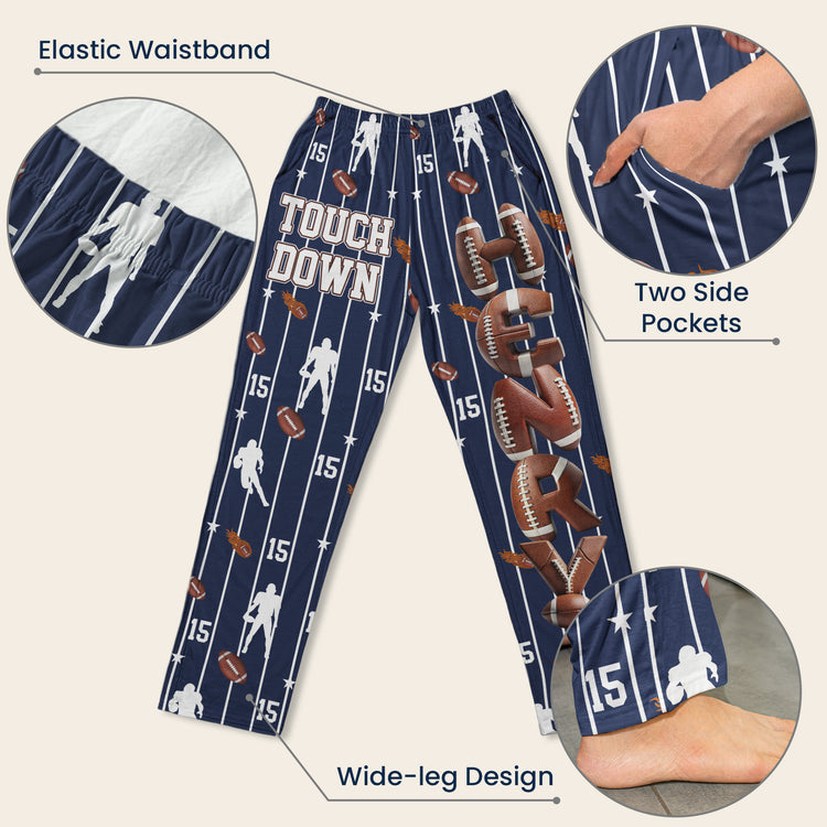 Touch-Down-American-Football-Pants-Custom-Name-For-Boy,-Girl,-Family-Personalized-Lounge-Pants-5