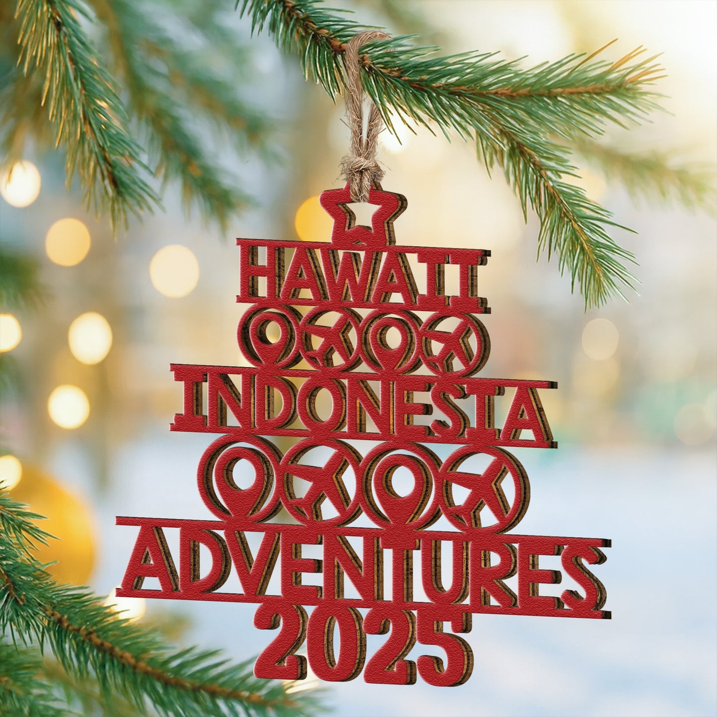 Travel Destination - Personalized Wooden Ornament
