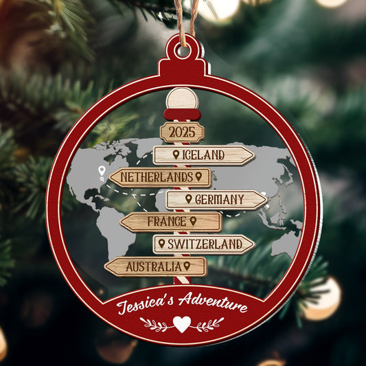 Travel Destination Sum Up - Personalized Wood And Acrylic Ornament