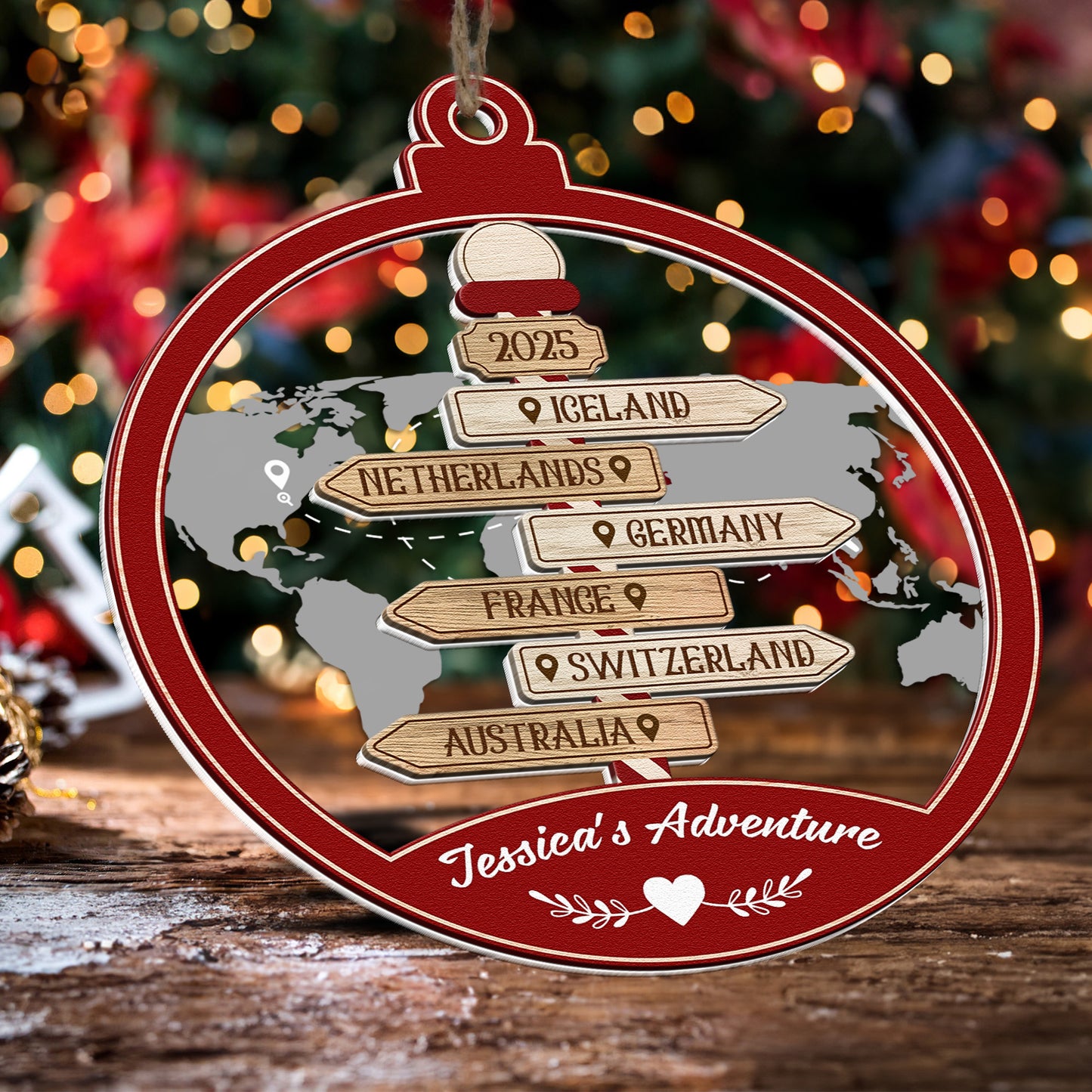 Travel Destination Sum Up - Personalized Wood And Acrylic Ornament