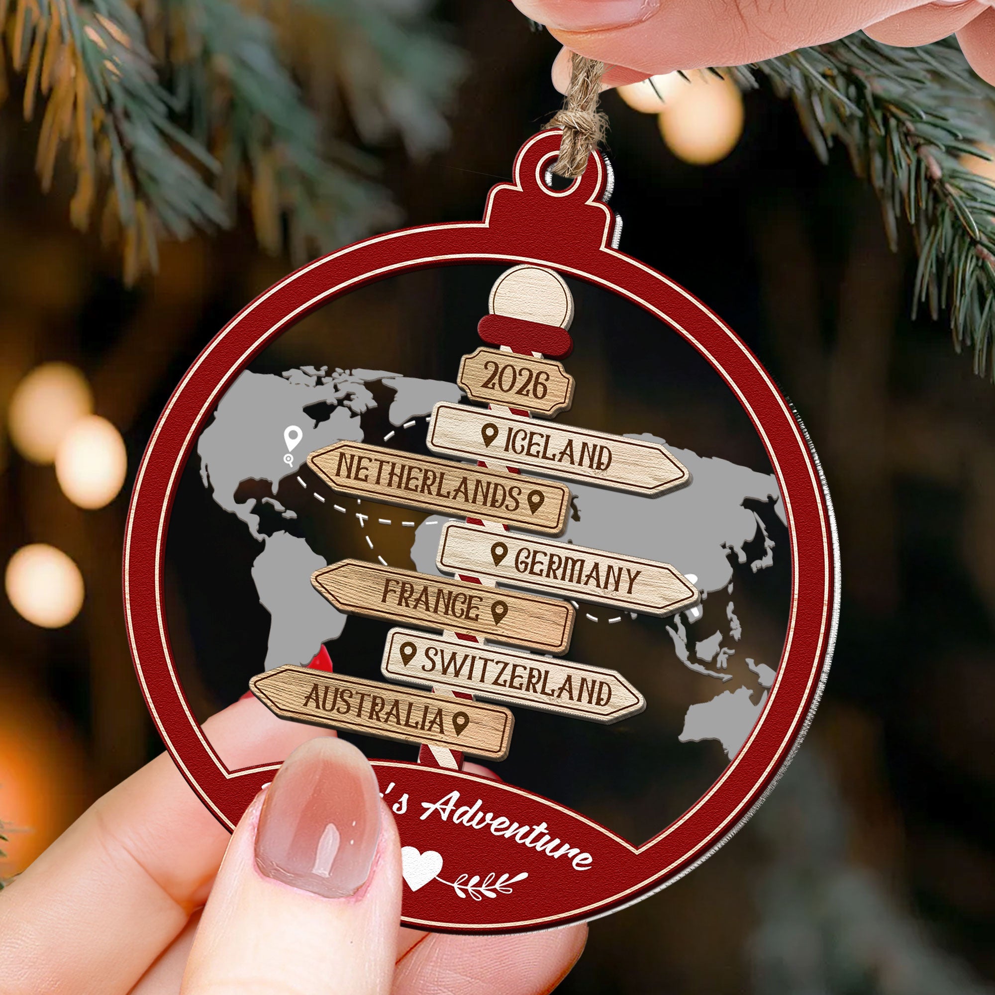 Travel Destination Sum Up - Personalized Wood And Acrylic Ornament