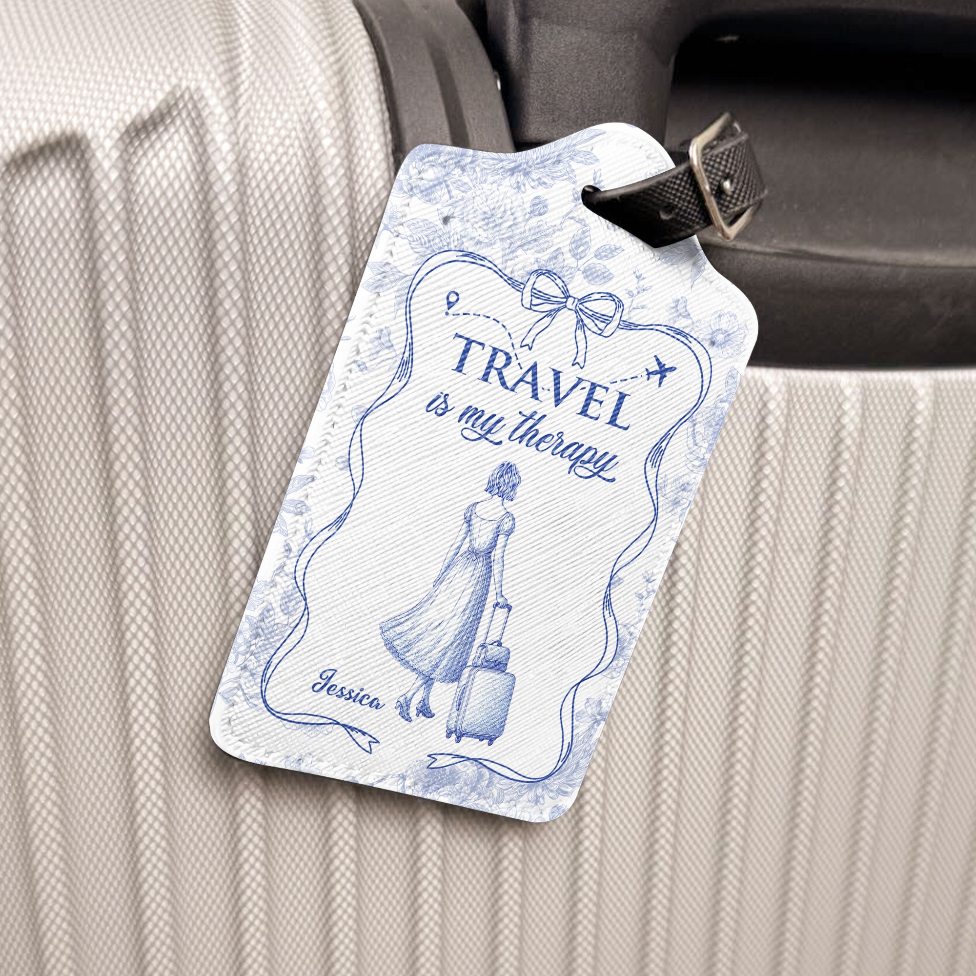 Travel Is My Therapy - Personalized Passport Cover And Luggage Tag Travel Set