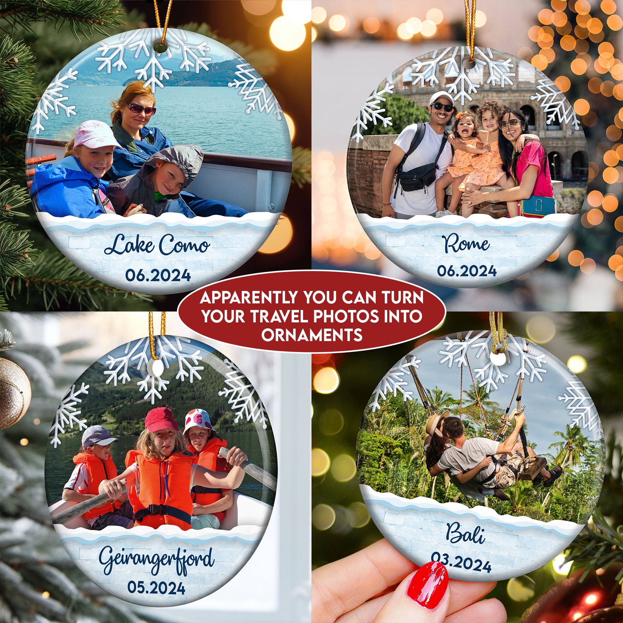 Travel Memories - Personalized Ceramic Photo Ornament