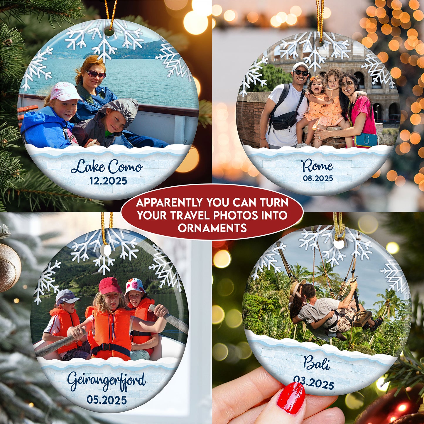 Travel Memories - Personalized Ceramic Photo Ornament