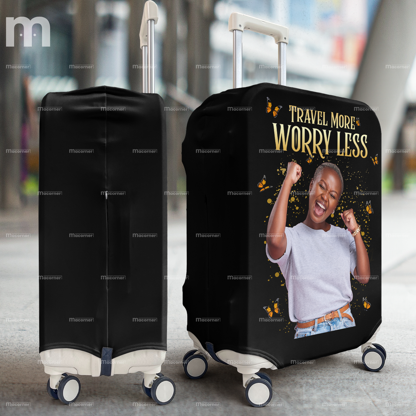 Travel More Worry Less - Personalized Photo Luggage Cover