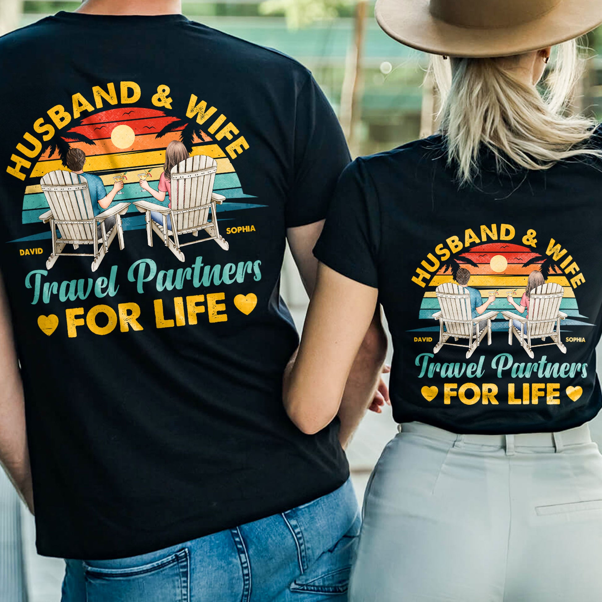 Travel Partners For Life - Personalized Couple Matching Back Printed Shirts