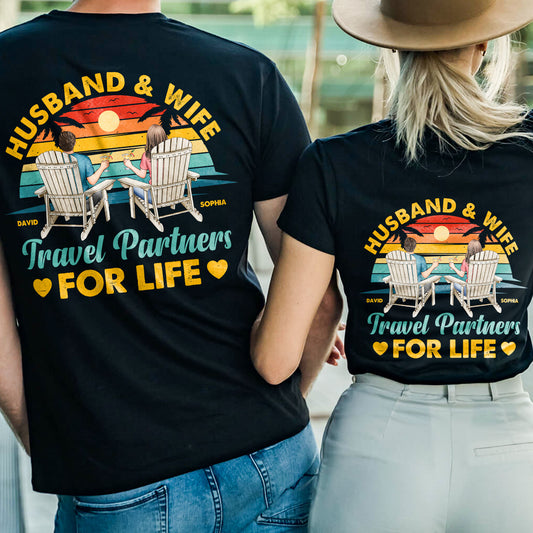 Travel Partners For Life - Personalized Couple Matching Back Printed Shirts