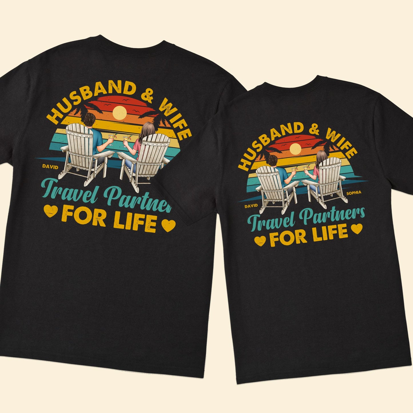 Travel Partners For Life - Personalized Couple Matching Back Printed Shirts