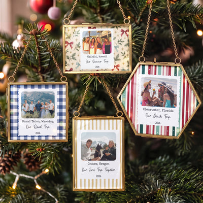 Travel Memories Family Trip, Friend Vacation - Custom Photo & Message Frame - Personalized Ornament