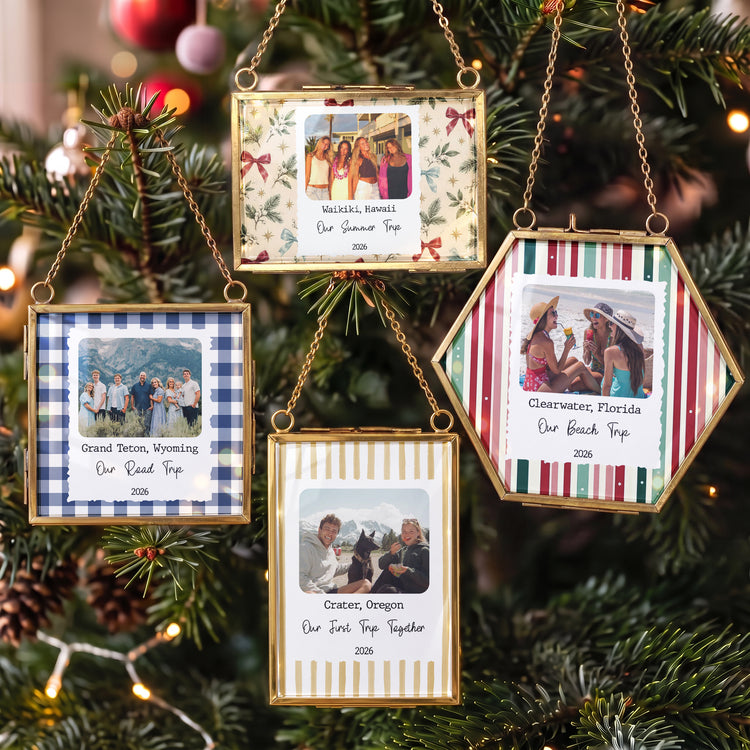 Travel-Memories-Family-Trip,-Friend-Vacation-Custom-Photo-&-Message-Frame-Personalized-Ornament0