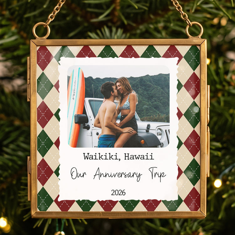 Travel-Memories-Family-Trip,-Friend-Vacation-Custom-Photo-&-Message-Frame-Personalized-Ornament1