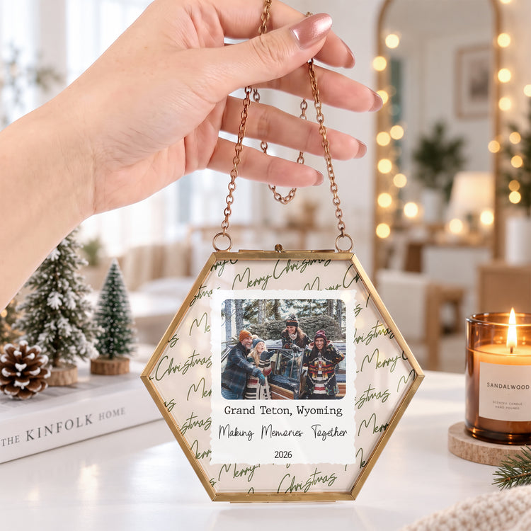 Travel-Memories-Family-Trip,-Friend-Vacation-Custom-Photo-&-Message-Frame-Personalized-Ornament2