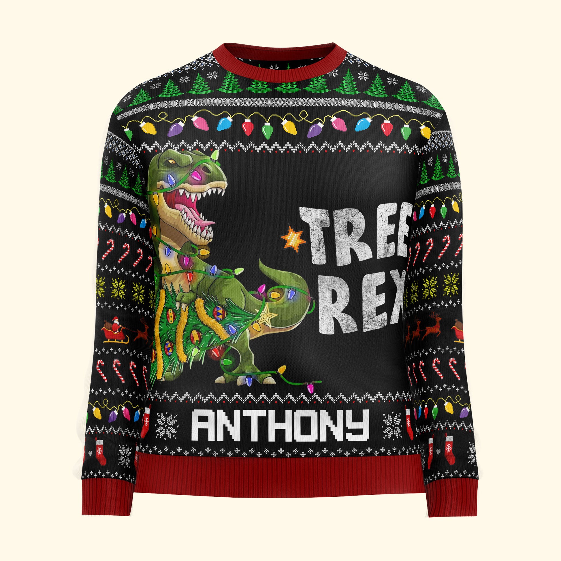 Tree Rex Custom Name - Personalized Ugly Sweater