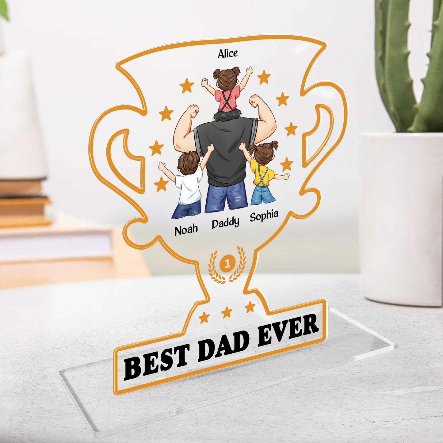 Trophy For The Best Dad - Personalized Acrylic Plaque