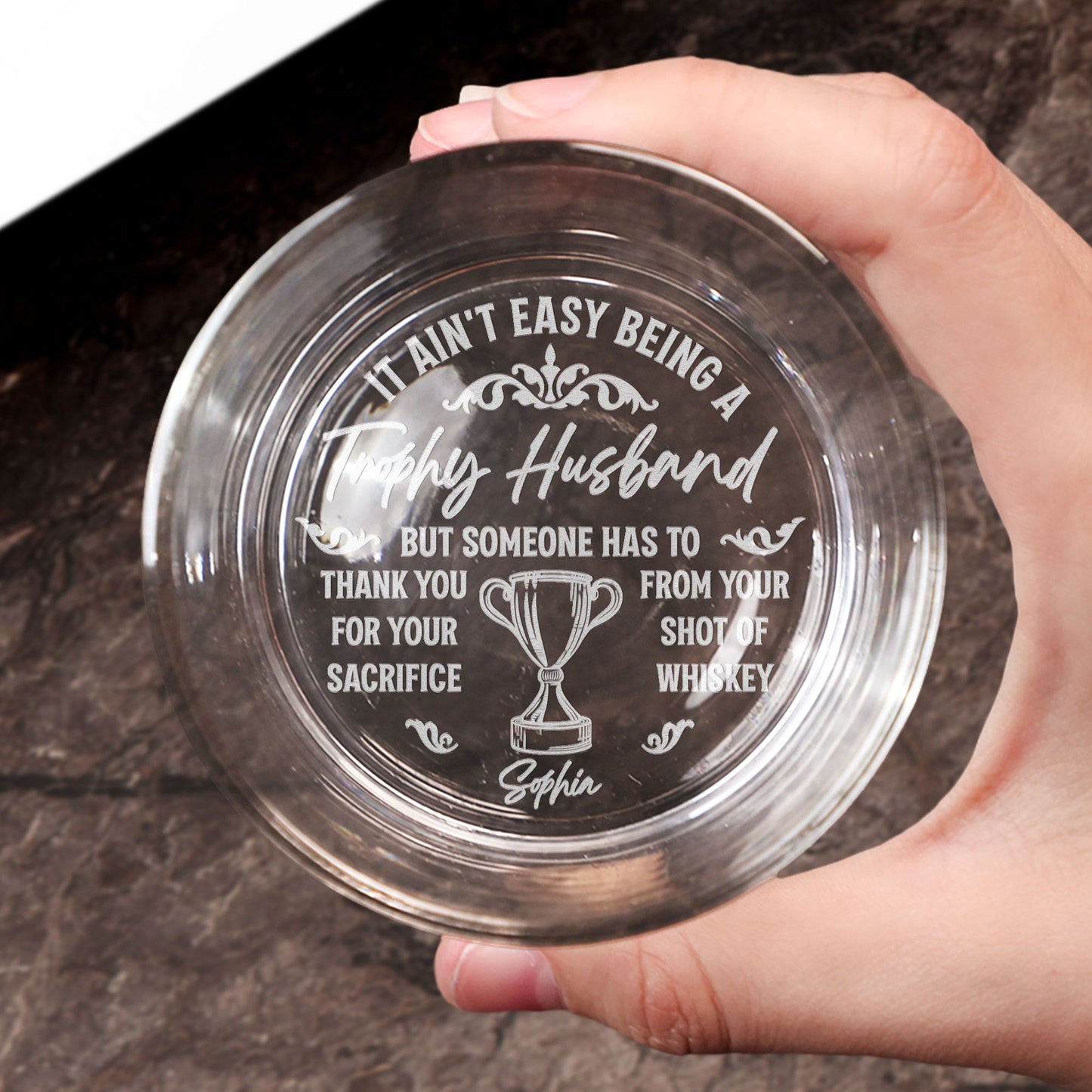 Trophy Husband - Personalized Engraved Whiskey Glass