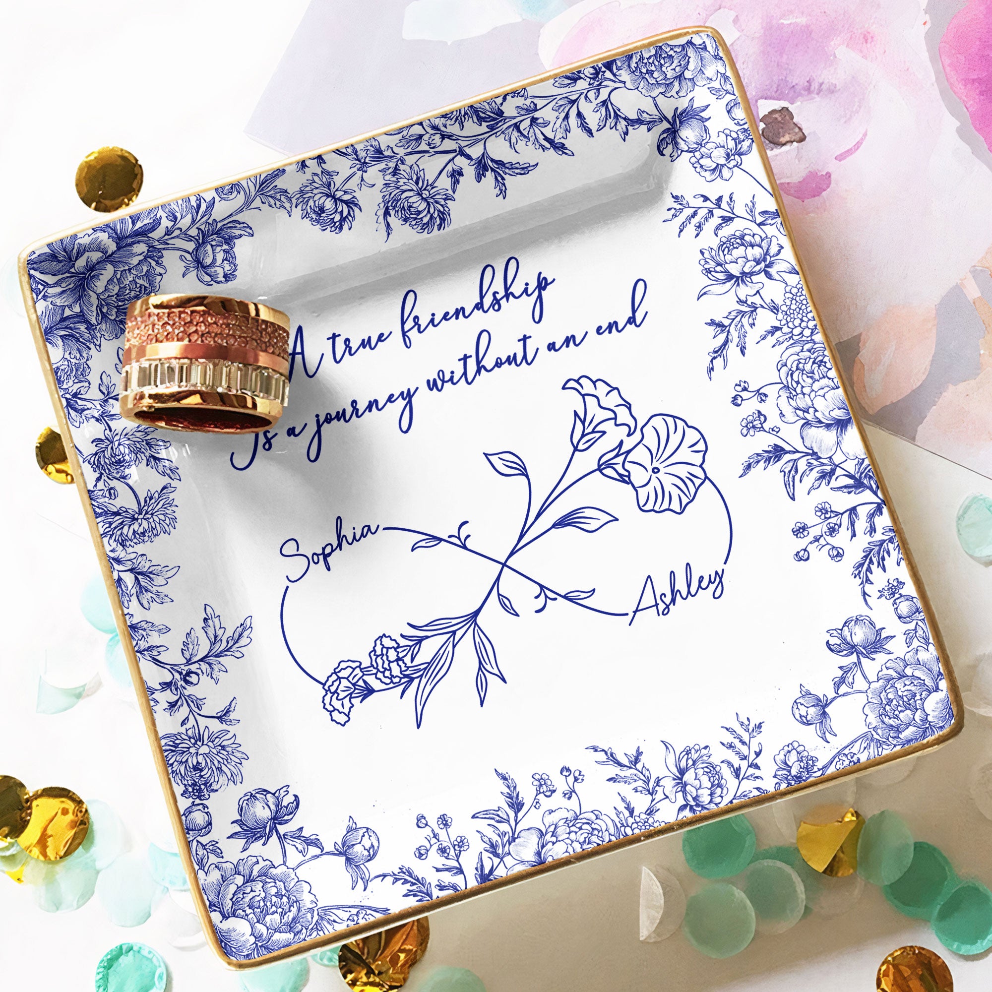 True Friendship Without An End - Personalized Jewelry Dish