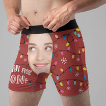Turn Me On Christmas Light Funny - Personalized Photo Men's Boxer Briefs