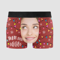 Turn Me On Christmas Light Funny - Personalized Photo Men's Boxer Briefs