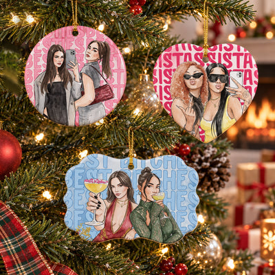 Turn Your Photo Into Watercolor Art - Best B*Tches Friendship Gifts - Personalized Ornament