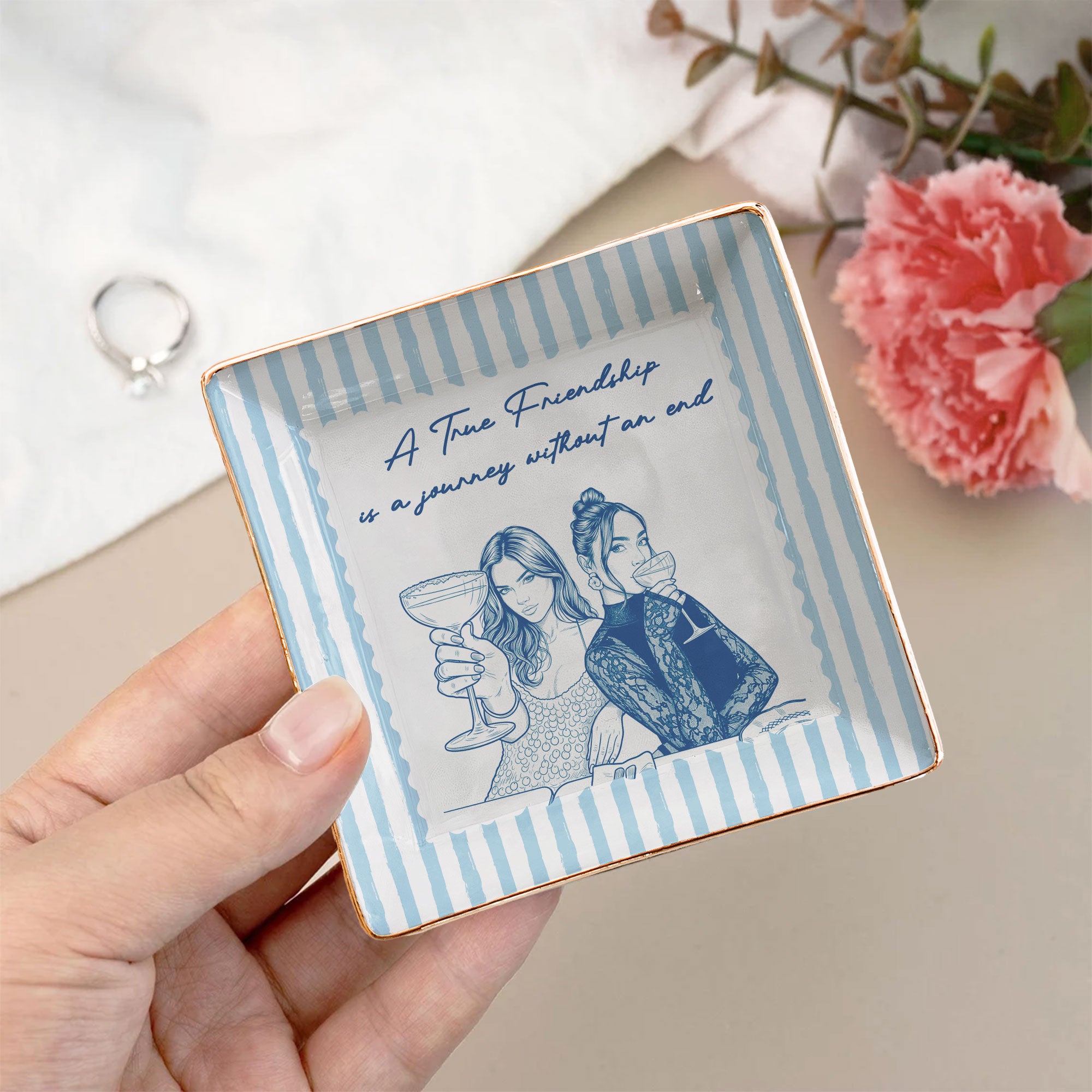 Turn-Photo-Into-Art-&-Custom-Friendship-Quote-Stripe-Vintage-Cottage-Personalized-Jewelry-Dish-6