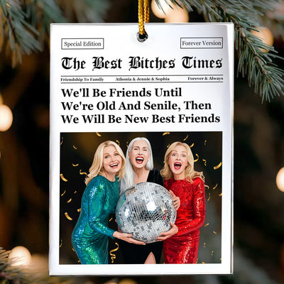 Turn Photo Into Art - Friendship Newspaper Thank You Gifts For Besties - Personalized Ornament