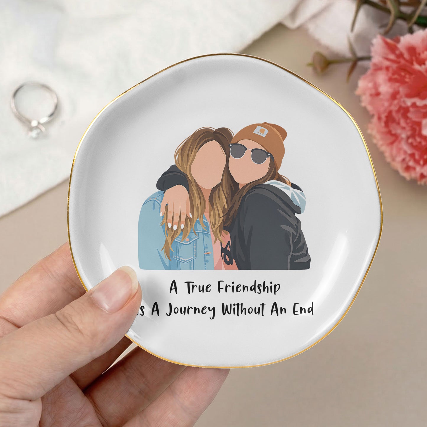 Turn-Photo-Into-Drawing-Best-Friend-Gifts,-Friendship-Thank-You-Gift-Personalized-Jewelry-Dish-7