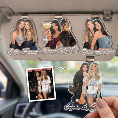 Turn-Your-Photo-Into-Art-Besties-Forever,-Friendship-Thank-You-Gift-Personalized-Car-Visor-Clip-1