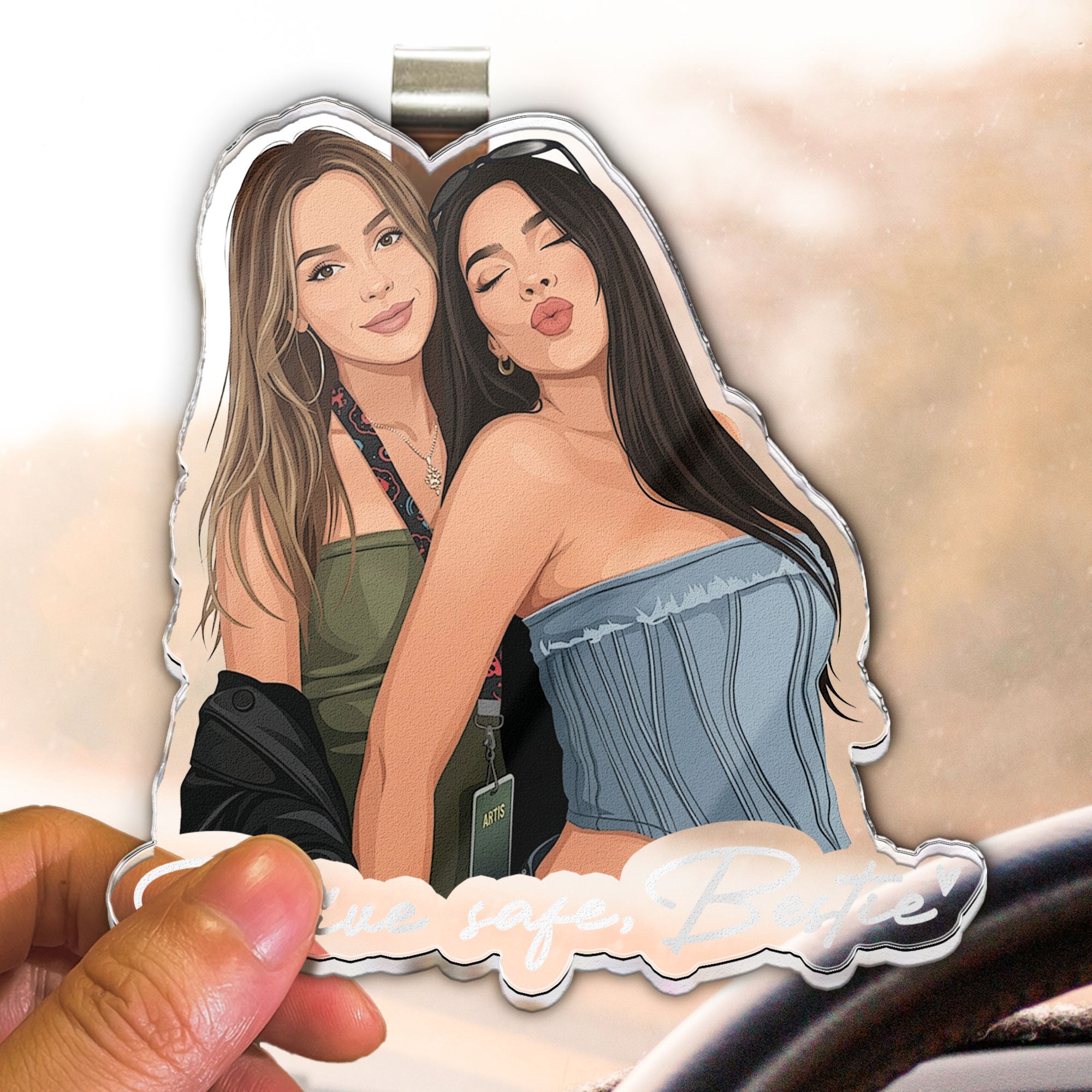Turn-Your-Photo-Into-Art-Besties-Forever,-Friendship-Thank-You-Gift-Personalized-Car-Visor-Clip-4