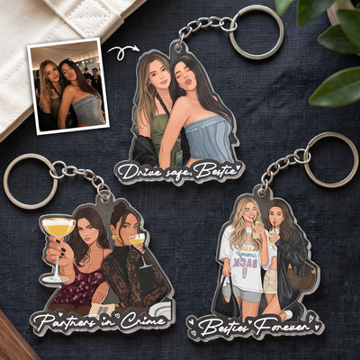 Turn Your Photo Into Art - Besties Forever, Friendship Thank You Gift - Personalized Keychain