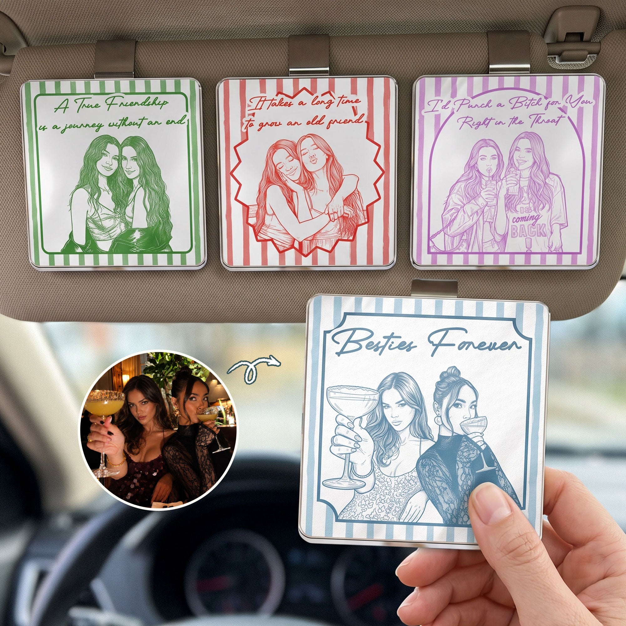 Turn-Your-Photo-Into-Art-Friendship-Thank-You-Gift-For-Besties,-Sisters-Personalized-Car-Visor-Clip-1